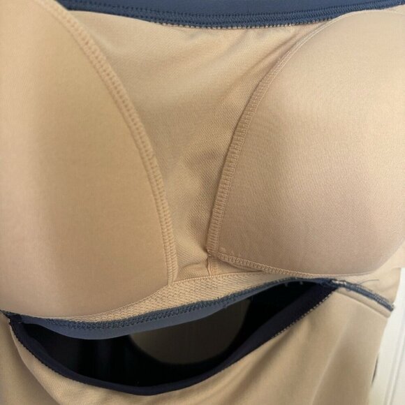 Kona Sol Two-Tone Blue Color Block 1-piece Womens XL Criss Cross Back Swimsuit - Picture 7 of 9